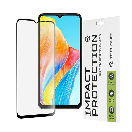 Zaščitna folija za zaslon Techsuit za Oppo A18 / A38, kaljeno steklo, polno lepilo, 111D, črna