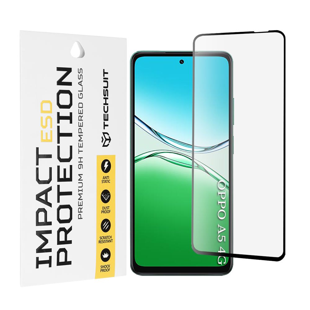 Zaščitna folija za zaslon Techsuit za Oppo A5 4G / A5 5G, kaljeno steklo, polno lepilo, črna