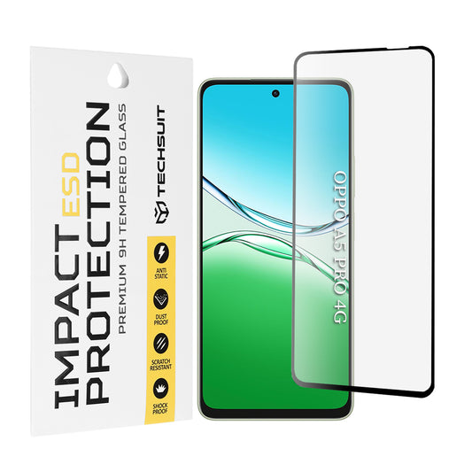 Zaščitna folija za zaslon Techsuit za Oppo A5 Pro 4G / A5 Pro, kaljeno steklo, polno lepilo, črna