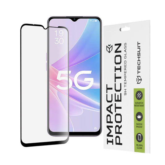 Zaščitna folija za zaslon Techsuit za Oppo A58 5G / A78 5G, kaljeno steklo, polno lepilo, 111D, črna