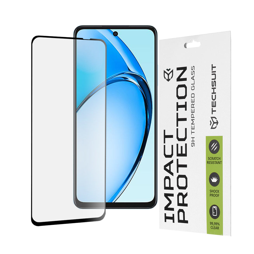Zaščitna folija za zaslon Techsuit za Oppo A60, kaljeno steklo, polno lepilo, 111D, črna