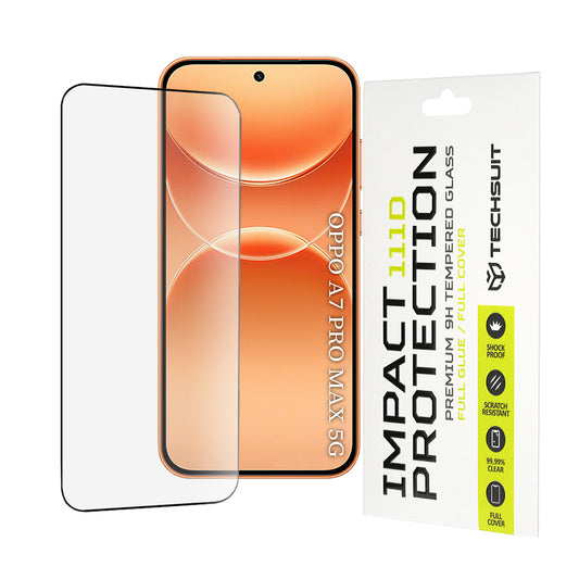 Zaščitna folija za zaslon Techsuit za Oppo A7 Pro Max, kaljeno steklo, Full Glue, 111D, črna