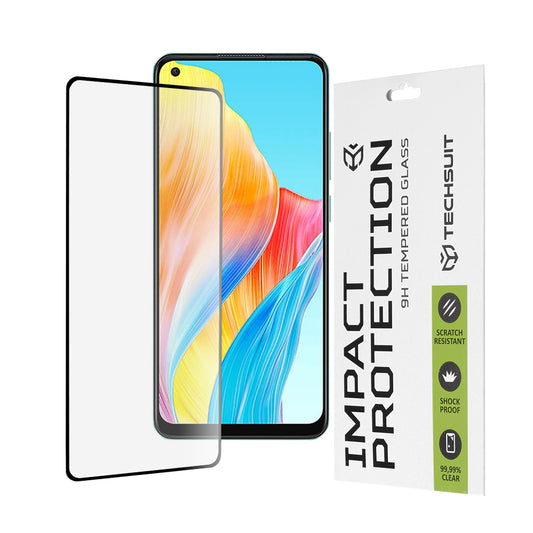 Zaščitna folija za zaslon Techsuit za Oppo A78 4G, kaljeno steklo, polno lepilo, 111D, črna