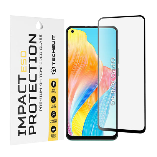Zaščitna folija za zaslon Techsuit za Oppo A78 4G, kaljeno steklo, polno lepilo, črna