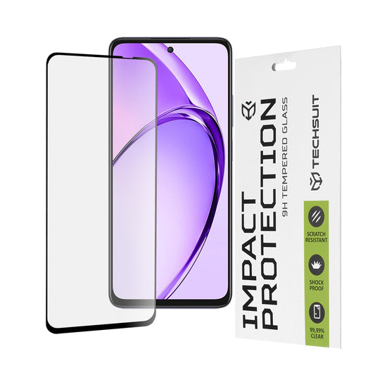 Zaščitna folija za zaslon Techsuit za Oppo A80, kaljeno steklo, polno lepilo, 111D, črna