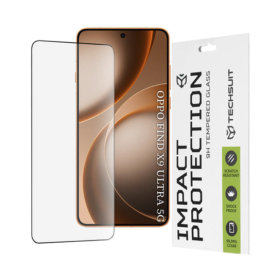 Zaščitna folija za zaslon Techsuit za Oppo Find X9 Ultra, kaljeno steklo, polno lepilo, 111D, črna