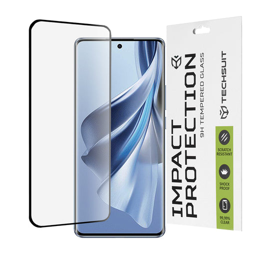 Zaščitna folija za zaslon Techsuit za Oppo Reno10, kaljeno steklo, polno lepilo, 111D, črna