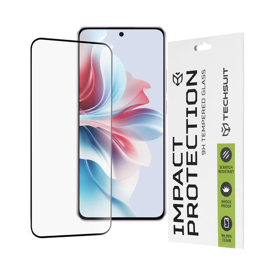 Zaščitna folija za zaslon Techsuit za Oppo Reno11 F, kaljeno steklo, polno lepilo, 111D, črna