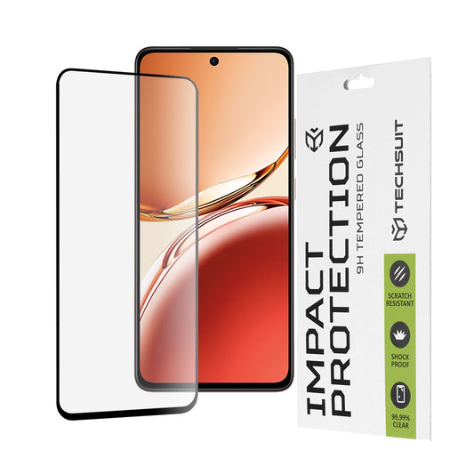 Zaščitna folija za zaslon Techsuit za Oppo Reno12 FS 5G / Reno12 FS 4G / Reno12 F 4G / Reno12 F, kaljeno steklo, polno lepilo, 111D, črna