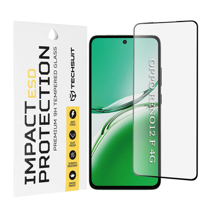 Zaščitna folija za zaslon Techsuit za Oppo Reno12 FS 5G / Reno12 FS 4G / Reno12 F 4G / Reno12 F, kaljeno steklo, polno lepilo, črna