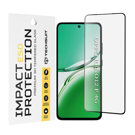 Zaščitna folija za zaslon Techsuit za Oppo Reno12 FS 5G / Reno12 FS 4G / Reno12 F 4G / Reno12 F, kaljeno steklo, polno lepilo, črna