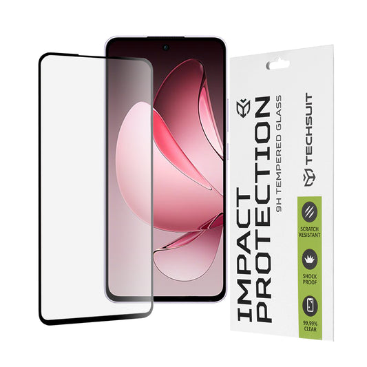 Zaščitna folija za zaslon Techsuit za Oppo Reno13 FS 5G / Reno13 F 4G / Reno13 F, kaljeno steklo, polno lepilo, 111D, črna