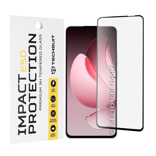 Zaščitna folija za zaslon Techsuit za Oppo Reno13 FS 5G / Reno13 F 4G / Reno13 F, kaljeno steklo, polno lepilo, črna