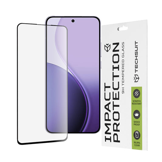 Zaščitna folija za zaslon Techsuit za Oppo Reno14 F, kaljeno steklo, polno lepilo, 111D, črna