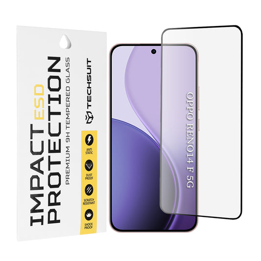 Zaščitna folija za zaslon Techsuit za Oppo Reno14 FS 5G / Reno14 F, kaljeno steklo, polno lepilo, črna