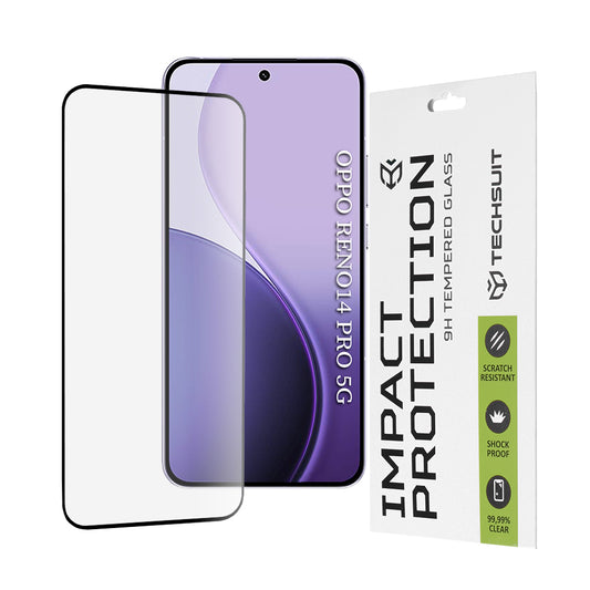 Zaščitna folija za zaslon Techsuit za Oppo Reno14 Pro, kaljeno steklo, polno lepilo, 111D, črna