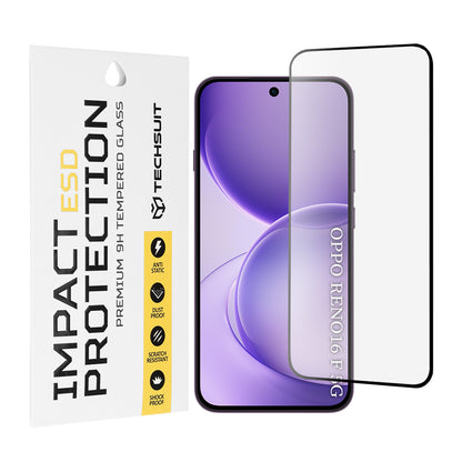 Zaščitna folija za zaslon Techsuit za Oppo Reno16 F / Reno16 FS, kaljeno steklo, polno lepilo, črna