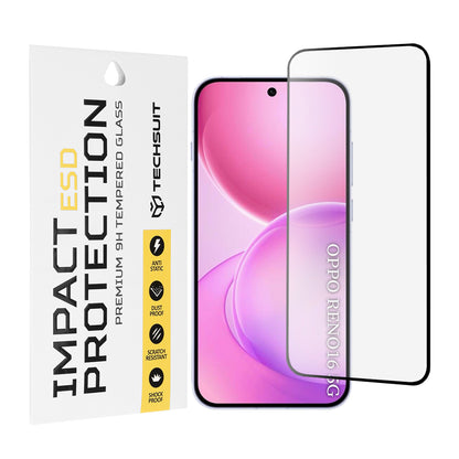 Zaščitna folija za zaslon Techsuit za Oppo Reno16 / Reno16 Pro, kaljeno steklo, polno lepilo, črna