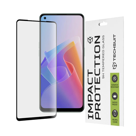 Zaščitna folija za zaslon Techsuit za Oppo Reno8 Lite / Reno7 / Reno7 Lite / Oneplus Nord N20 5G, kaljeno steklo, polno lepilo, 111D, črna