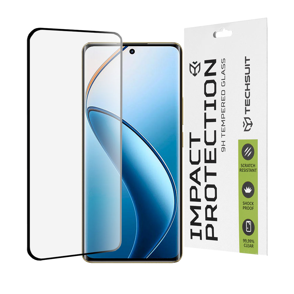 Zaščitna folija za zaslon Techsuit za Realme 12 Pro / 12 Pro+, kaljeno steklo, polno lepilo, 111D, črna