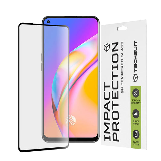 Zaščitna folija za zaslon Techsuit za Realme 9 / 9 Pro+ / Oppo Find X5 Lite / Reno7 5G / A94, kaljeno steklo, polno lepilo, 111D, črna