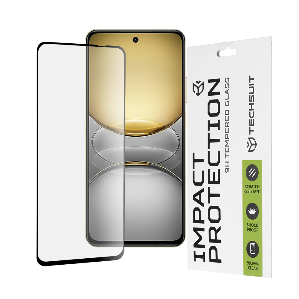 Zaščitna folija za zaslon Techsuit za Realme C75 5G / 14x, kaljeno steklo, polno lepilo, 111D, črna