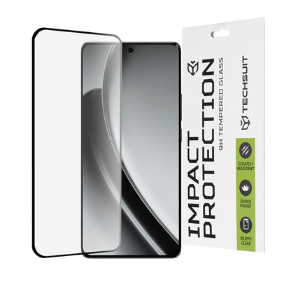 Techsuit Screen Protector Film for Realme GT 6T / GT 6, Tempered Glass, Full Glue, 111D, Black
