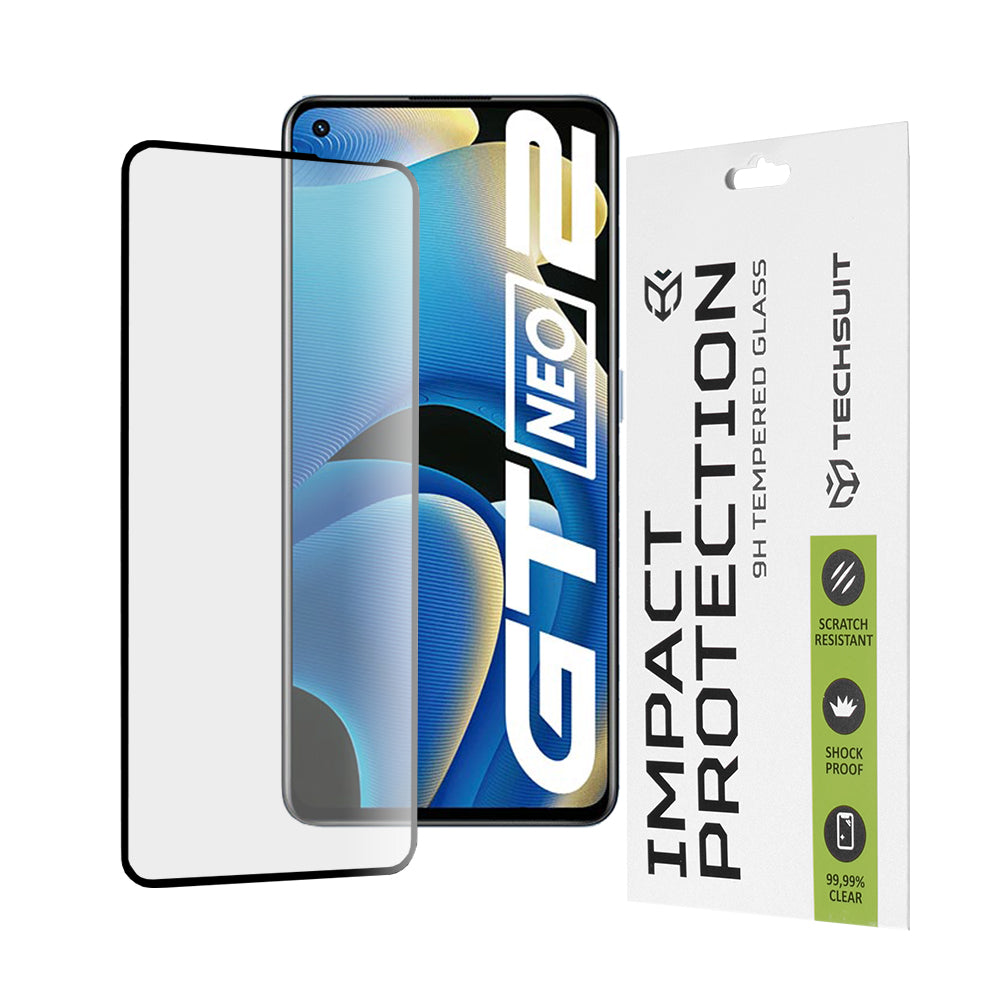 Zaščitna folija za zaslon Techsuit za Realme GT Neo 3T / GT2 / GT Neo2, kaljeno steklo, polno lepilo, 111D, črna