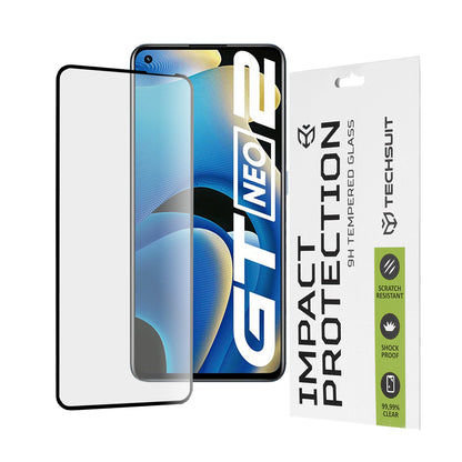 Zaščitna folija za zaslon Techsuit za Realme GT Neo 3T / GT2 / GT Neo2, kaljeno steklo, polno lepilo, 111D, črna