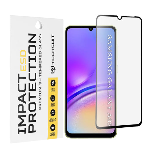 Zaščitna folija za zaslon Techsuit za Samsung Galaxy A05 A055, kaljeno steklo, polno lepilo, črna