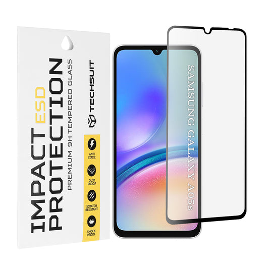 Zaščitna folija za zaslon Techsuit za Samsung Galaxy A05s A057, kaljeno steklo, polno lepilo, črna
