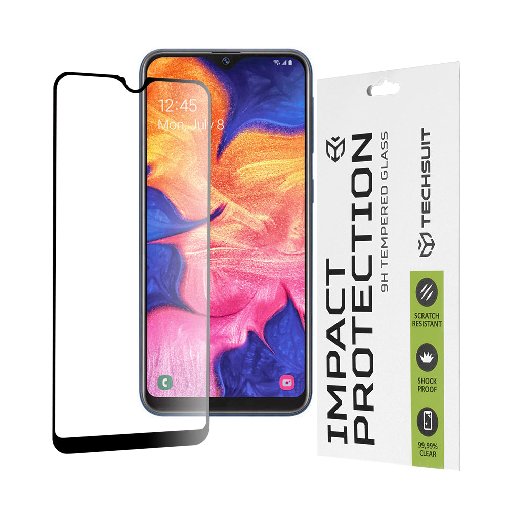 Techsuit Screen Protector Film for Samsung Galaxy A10e A102 / A20e A202, Tempered Glass, Full Glue, 111D, Black