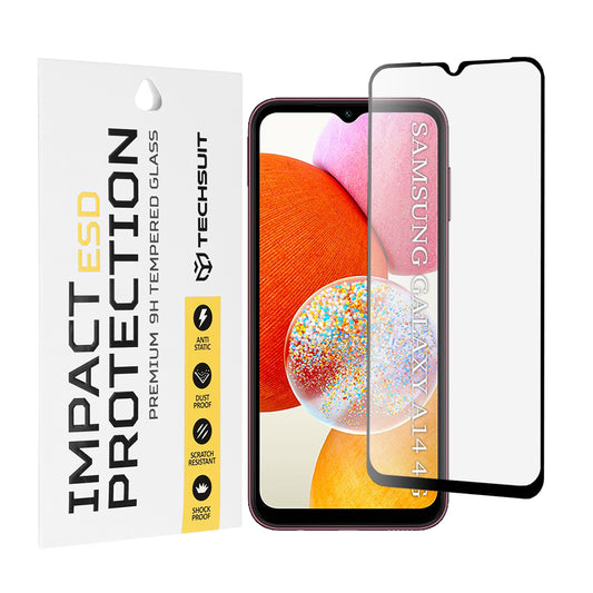 Zaščitna folija za zaslon Techsuit za Samsung Galaxy A14 A145 / A14 5G A146, kaljeno steklo, polno lepilo, črna