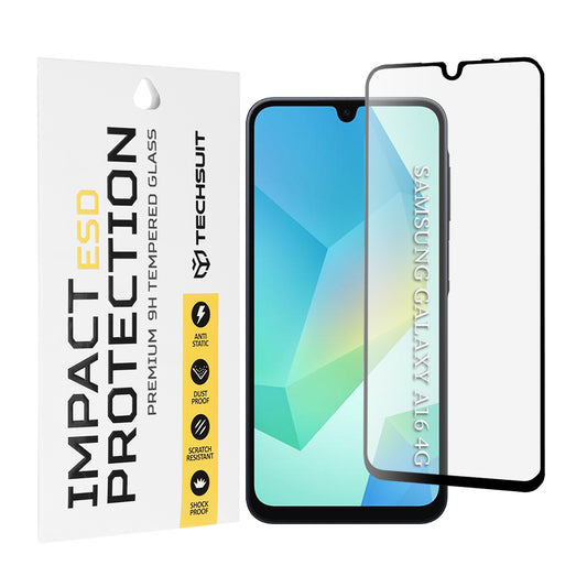 Zaščitna folija za zaslon Techsuit za Samsung Galaxy A17 4G / A17 5G / A16 5G A166 / A16 4G A165, kaljeno steklo, polno lepilo, črna
