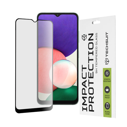 Zaščitna folija za zaslon Techsuit za Samsung Galaxy A22 5G A226, kaljeno steklo, polno lepilo, 111D, črna