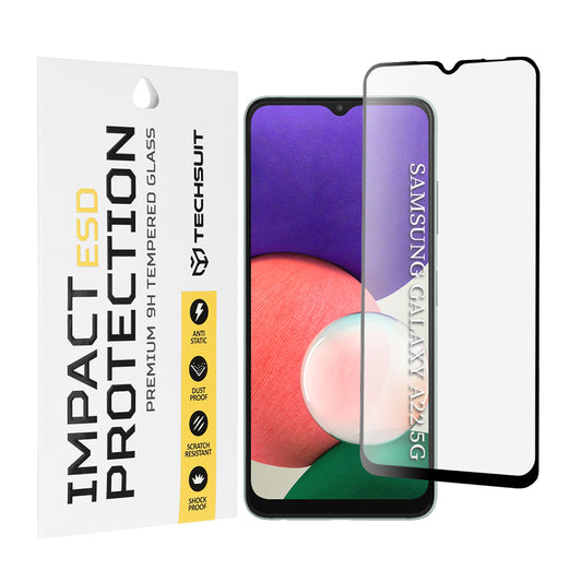 Zaščitna folija za zaslon Techsuit za Samsung Galaxy A22 5G A226, kaljeno steklo, polno lepilo, črna