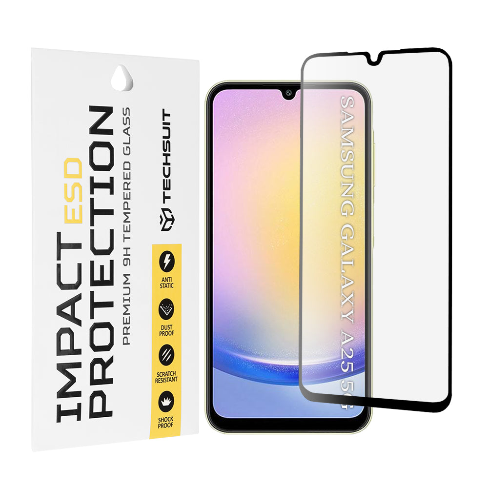 Zaščitna folija za zaslon Techsuit za Samsung Galaxy A25 A256, kaljeno steklo, polno lepilo, črna