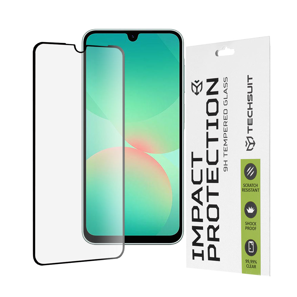 Zaščitna folija za zaslon Techsuit za Samsung Galaxy A26 A266, kaljeno steklo, polno lepilo, 111D, črna