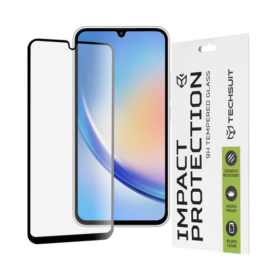 Zaščitna folija za zaslon Techsuit za Samsung Galaxy A34 A346, kaljeno steklo, polno lepilo, 111D, črna