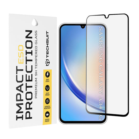 Zaščitna folija za zaslon Techsuit za Samsung Galaxy A34 A346, kaljeno steklo, polno lepilo, črna