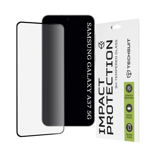 Techsuit Screen Protector for Samsung Galaxy A37 5G, Tempered Glass, Full Glue, 111D, Black