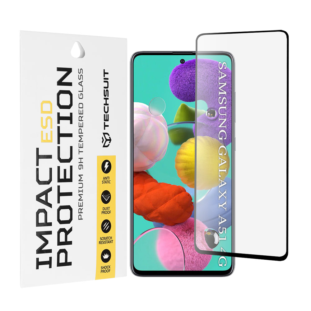 Zaščitna folija za zaslon Techsuit za Samsung Galaxy A51 5G A516 / A51 A515, kaljeno steklo, polno lepilo, črna