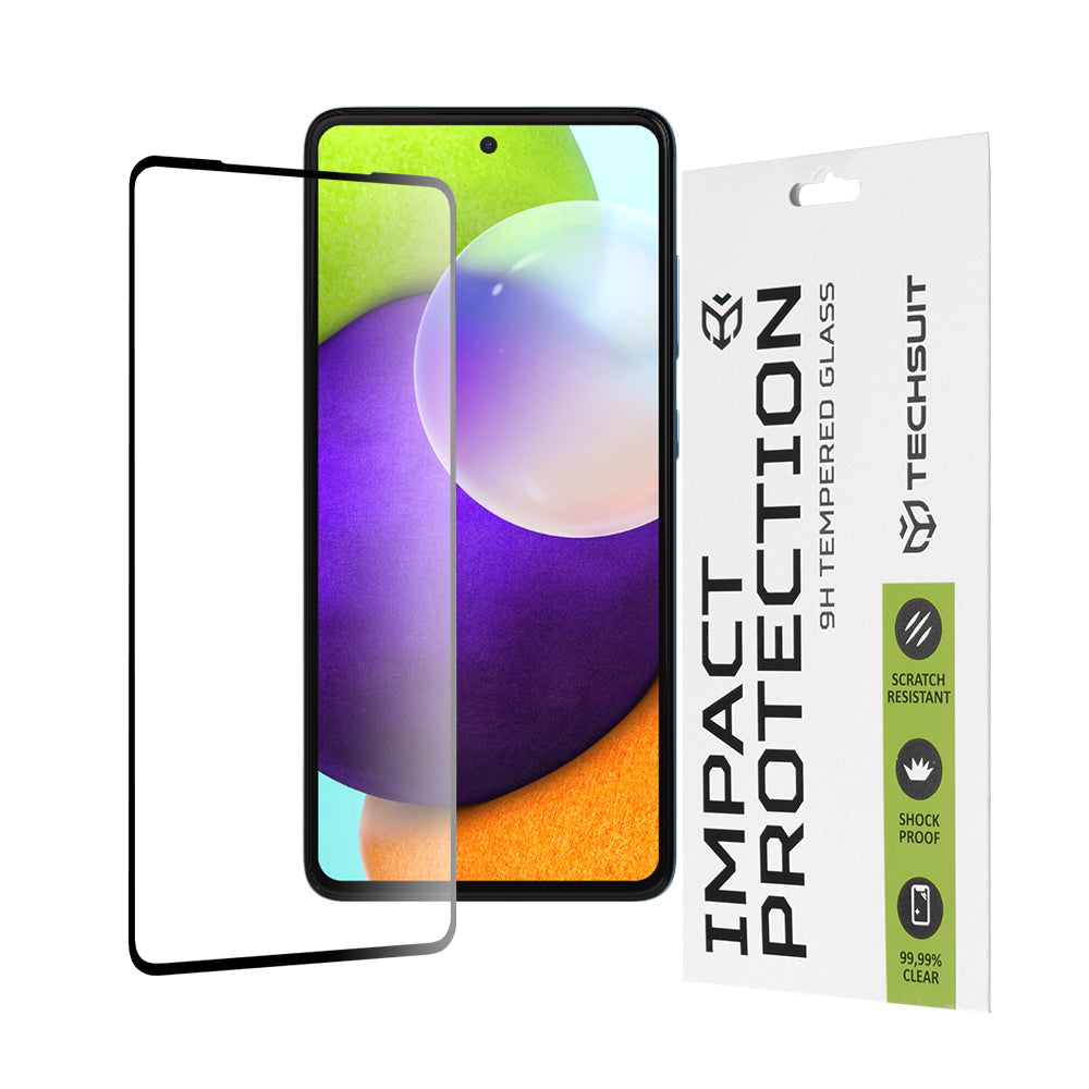 Zaščitna folija za zaslon Techsuit za Samsung Galaxy A52s 5G A528 / A52 5G A526 / A52 A525, kaljeno steklo, polno lepilo, 111D, črna