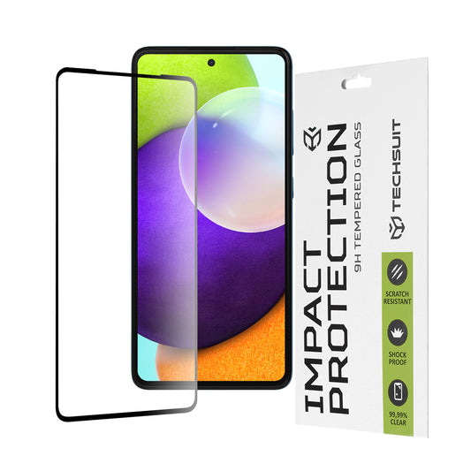 Zaščitna folija za zaslon Techsuit za Samsung Galaxy A52s 5G A528 / A52 5G A526 / A52 A525, kaljeno steklo, polno lepilo, 111D, črna