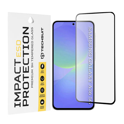 Zaščitna folija za zaslon Techsuit za Samsung Galaxy A56 A566 / A36 A366, kaljeno steklo, polno lepilo, črna