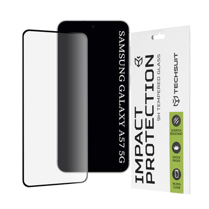 Techsuit Screen Protector for Samsung Galaxy A57 5G, Tempered Glass, Full Glue, 111D, Black