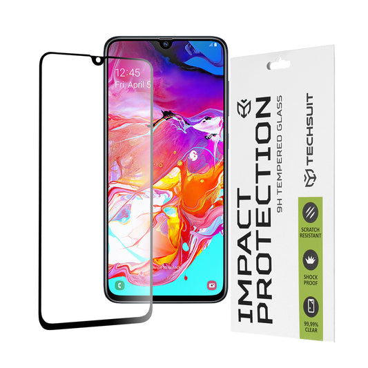 Zaščitna folija za zaslon Techsuit za Samsung Galaxy A70s A707 / A90 5G A908 / A70 A705, kaljeno steklo, polno lepilo, 111D, črna