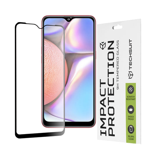 Zaščitna folija za zaslon Techsuit za Samsung Galaxy M01s M017 / A10s A107 / A10 A105 / M10 M105, kaljeno steklo, polno lepilo, 111D, črna