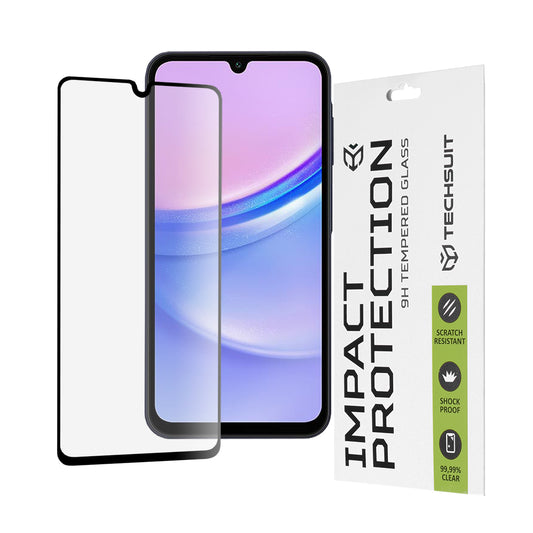 Zaščitna folija za zaslon Techsuit za Samsung Galaxy M15 / A15 5G A156 / A15 A155 / A25 A256, kaljeno steklo, polno lepilo, 111D, črna