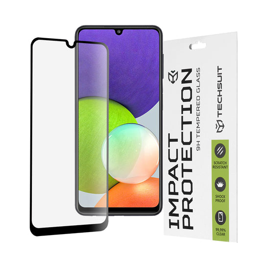 Zaščitna folija za zaslon Techsuit za Samsung Galaxy M22 M225 / A22 A225, kaljeno steklo, polno lepilo, 111D, črna